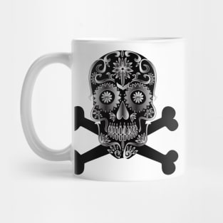 Black Sugar Skull Day Of The Dead Skull And Crossbones Mug